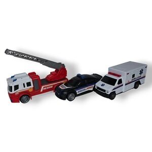 Unbranded Emergency Vehicle Toy Set Fire Truck Ambulance Police Car 3pc Lot